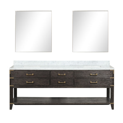 Lexora Norwalk 84 in. Brown Oak Double Sink Bath Vanity