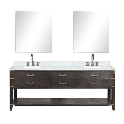 Lexora Norwalk 84 in. Brown Oak Double Sink Bath Vanity