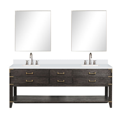 Lexora Norwalk 84 in. Brown Oak Double Sink Bath Vanity