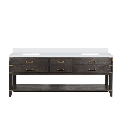 Lexora Norwalk 84 in. Brown Oak Double Sink Bath Vanity