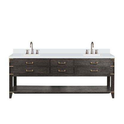 Lexora Norwalk 84 in. Brown Oak Double Sink Bath Vanity
