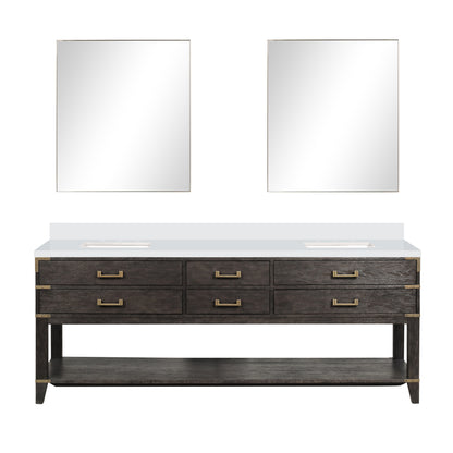 Lexora Norwalk 84 in. Brown Oak Double Sink Bath Vanity