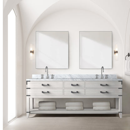 Lexora Norwalk 84 in. White Oak Double Sink Bath Vanity