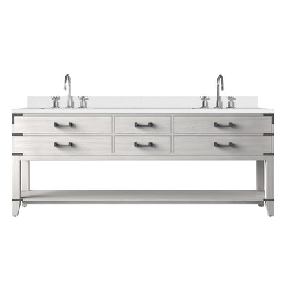 Lexora Norwalk 84 in. White Oak Double Sink Bath Vanity
