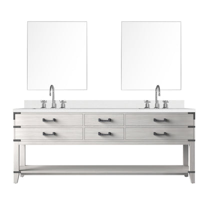 Lexora Norwalk 84 in. White Oak Double Sink Bath Vanity