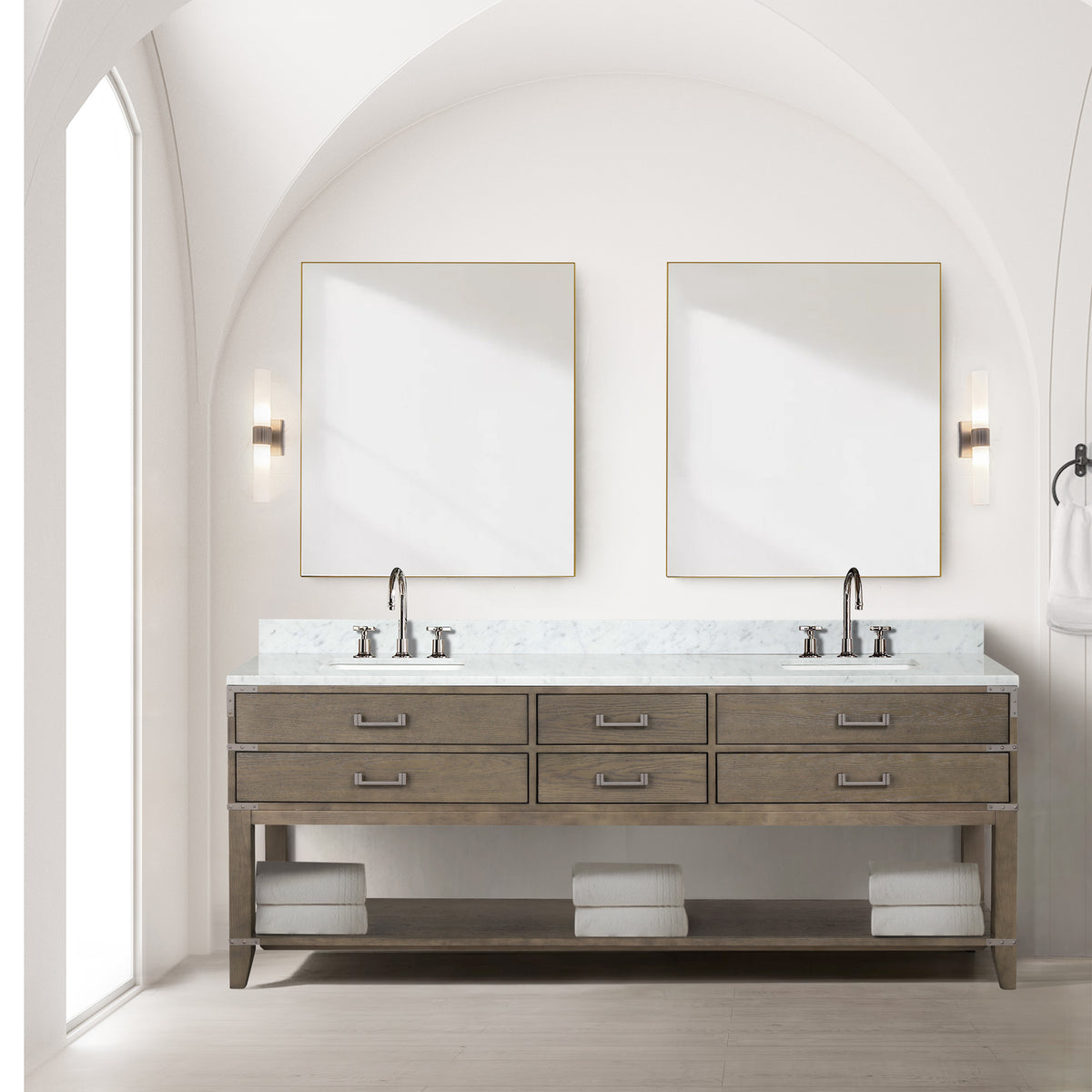 Lexora Norwalk 84 in. Grey Oak Double Sink Bath Vanity