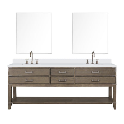 Lexora Norwalk 84 in. Grey Oak Double Sink Bath Vanity