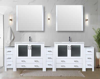 Lexora Volez 108 in. White Double Sink Bath Vanity