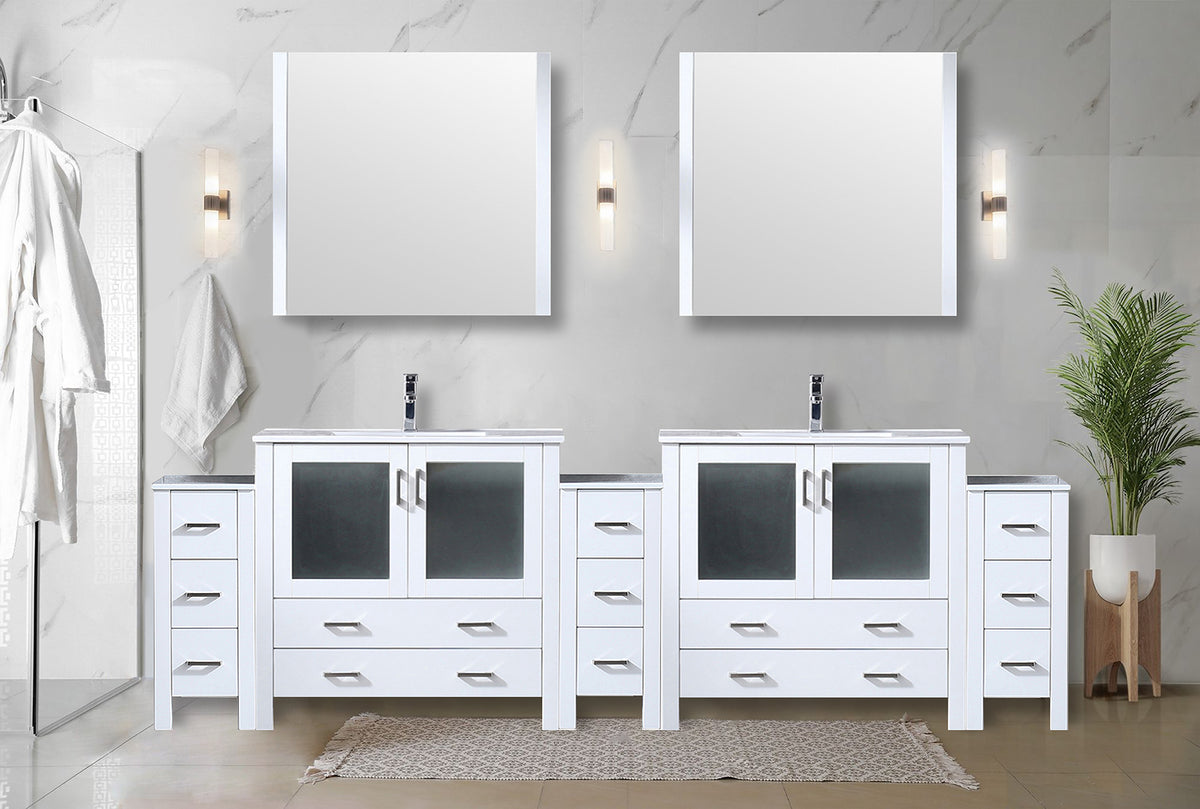 Lexora Volez 108 in. White Double Sink Bath Vanity