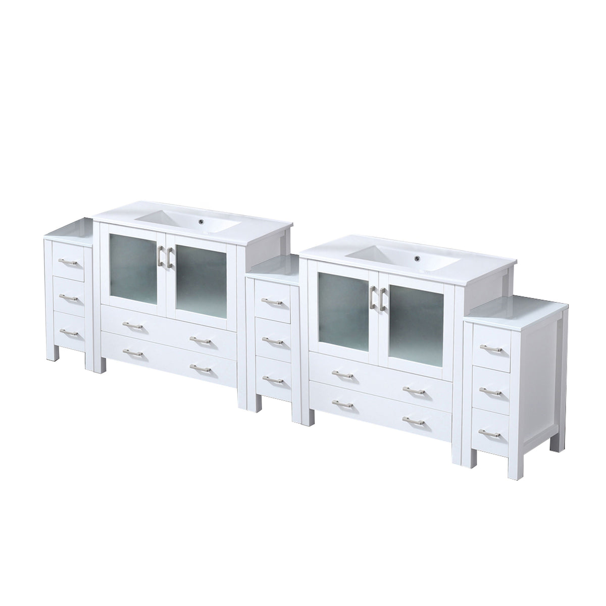 Lexora Volez 108 in. White Double Sink Bath Vanity