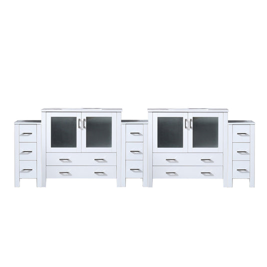 Lexora Volez 108 in. White Double Sink Bath Vanity