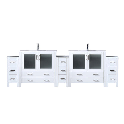 Lexora Volez 108 in. White Double Sink Bath Vanity