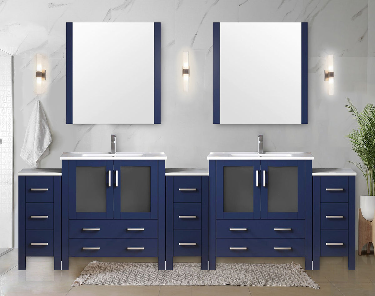 Lexora Volez 108 in. Navy Blue Double Sink Bath Vanity