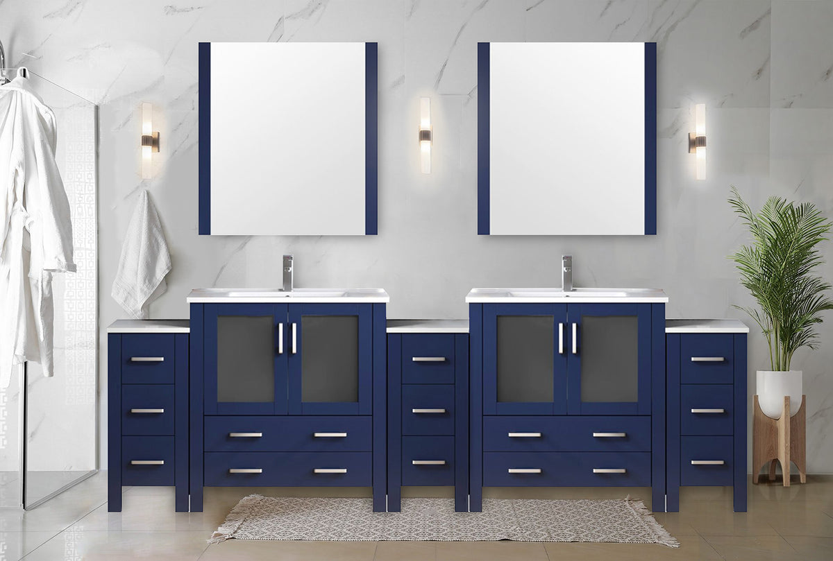Lexora Volez 108 in. Navy Blue Double Sink Bath Vanity
