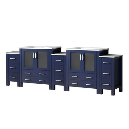 Lexora Volez 108 in. Navy Blue Double Sink Bath Vanity