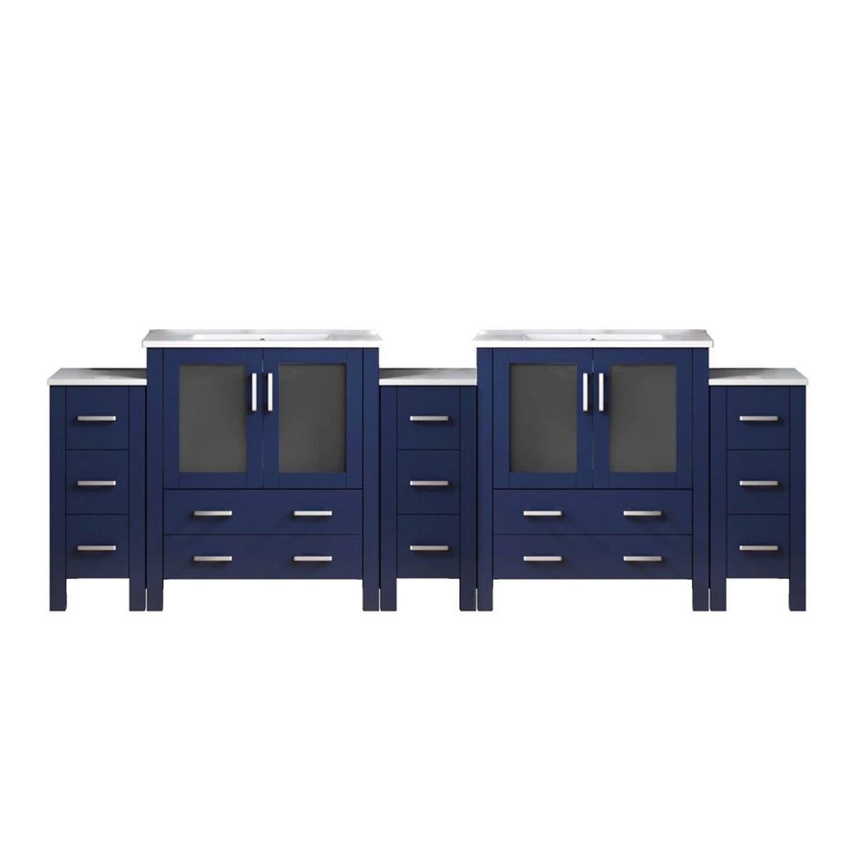 Lexora Volez 108 in. Navy Blue Double Sink Bath Vanity