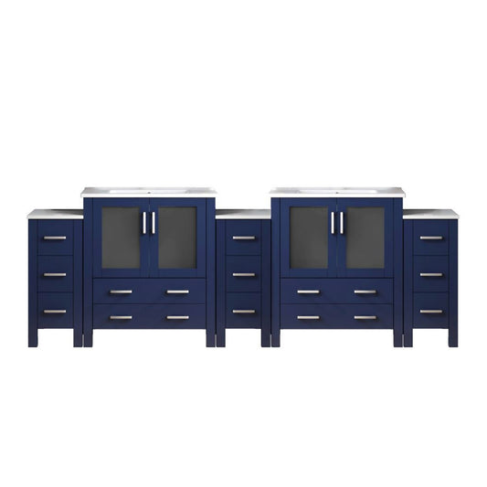 Lexora Volez 108 in. Navy Blue Double Sink Bath Vanity