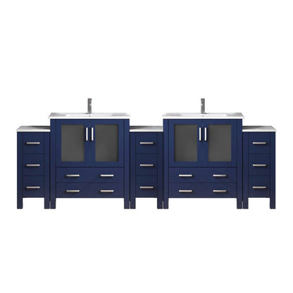 Lexora Volez 108 in. Navy Blue Double Sink Bath Vanity