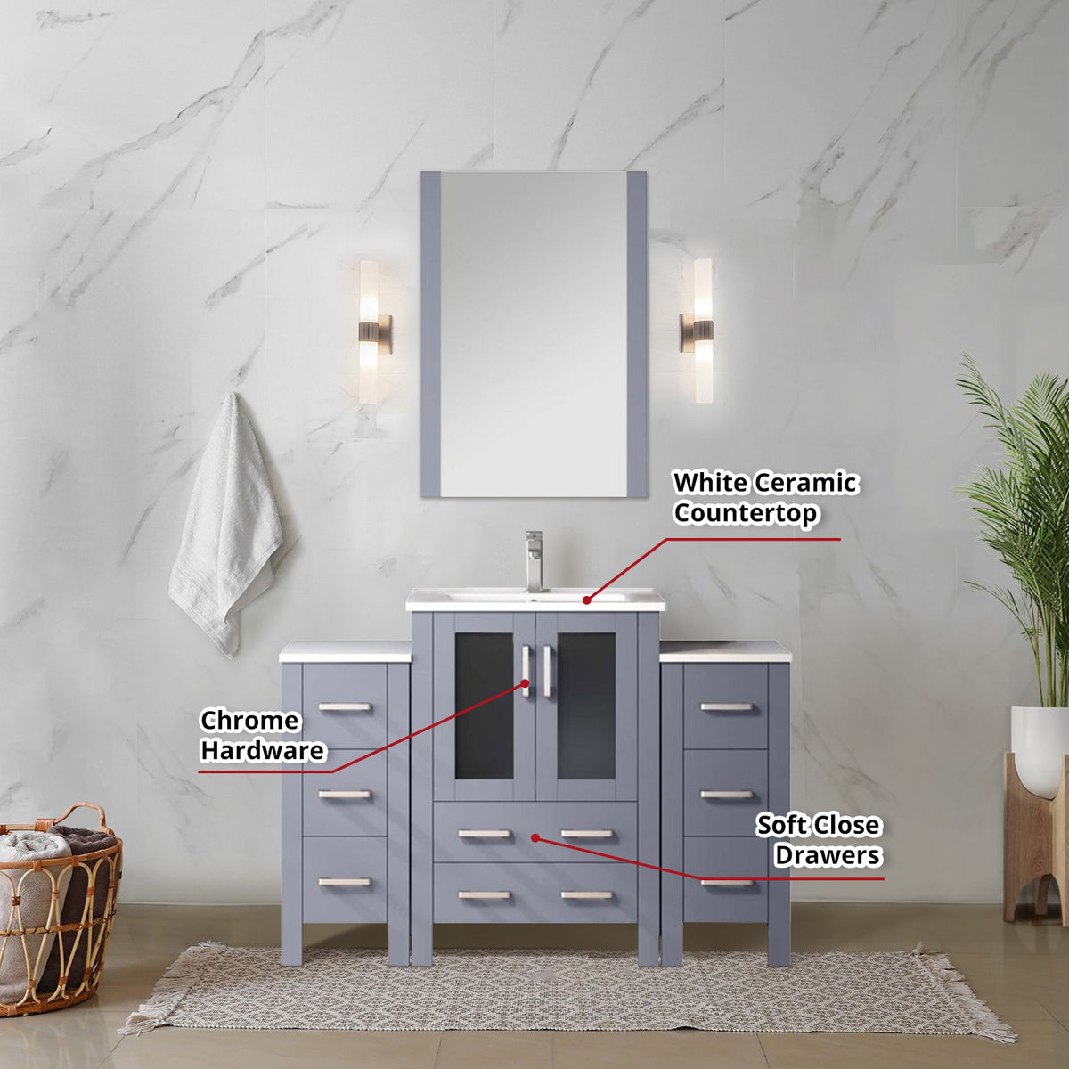 Lexora Volez 48 in. Dark Grey Single Sink Bath Vanity