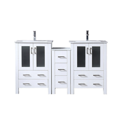 Lexora Volez 60 in. White Double Sink Bath Vanity