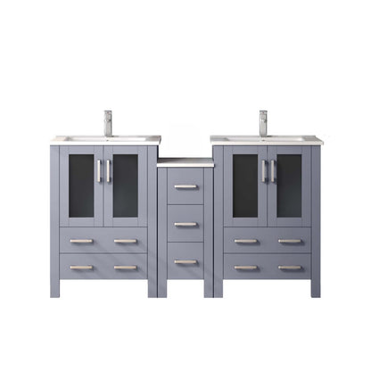 Lexora Volez 60 in. Dark Grey Double Sink Bath Vanity