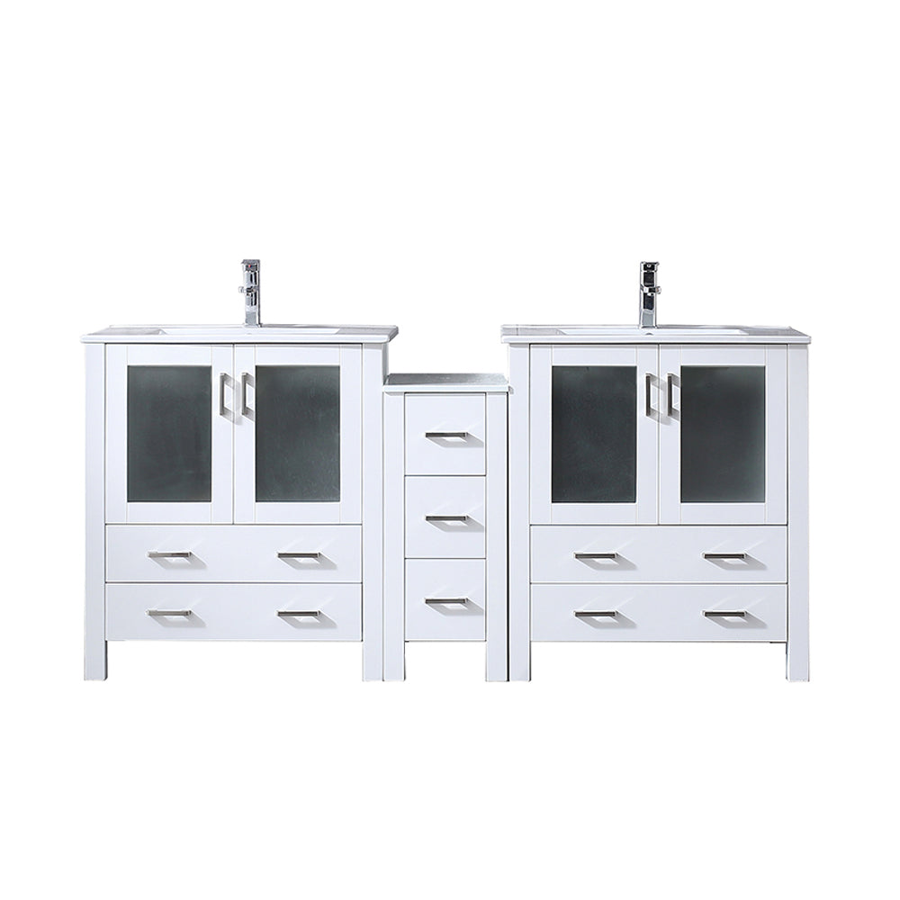 Lexora Volez 72 in. White Double Sink Bath Vanity