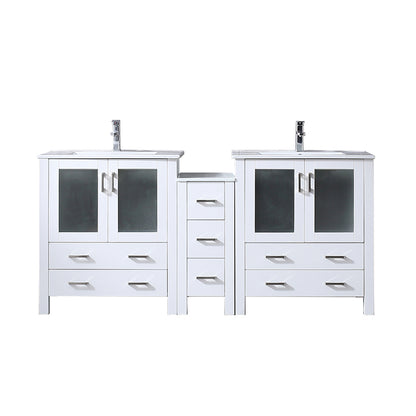 Lexora Volez 72 in. White Double Sink Bath Vanity