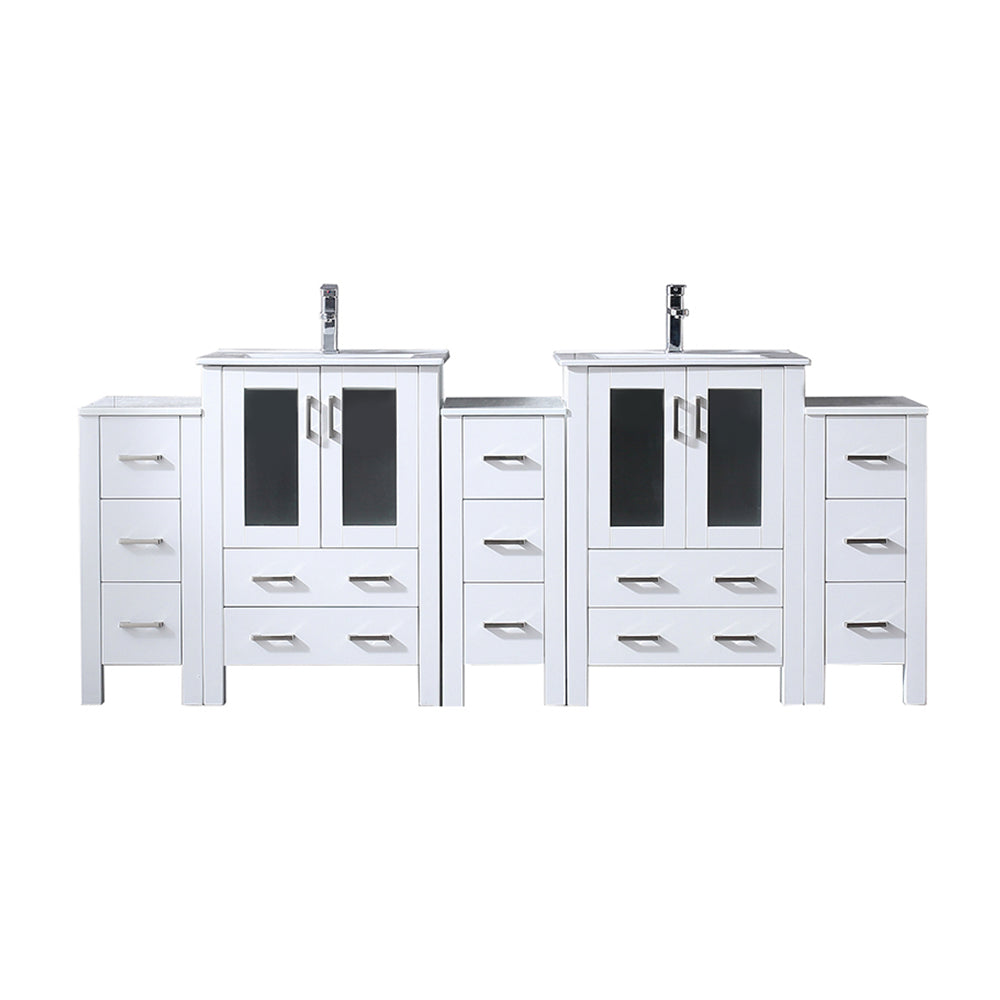Lexora Volez 84 in. White Double Sink Bath Vanity