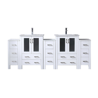 Lexora Volez 84 in. White Double Sink Bath Vanity