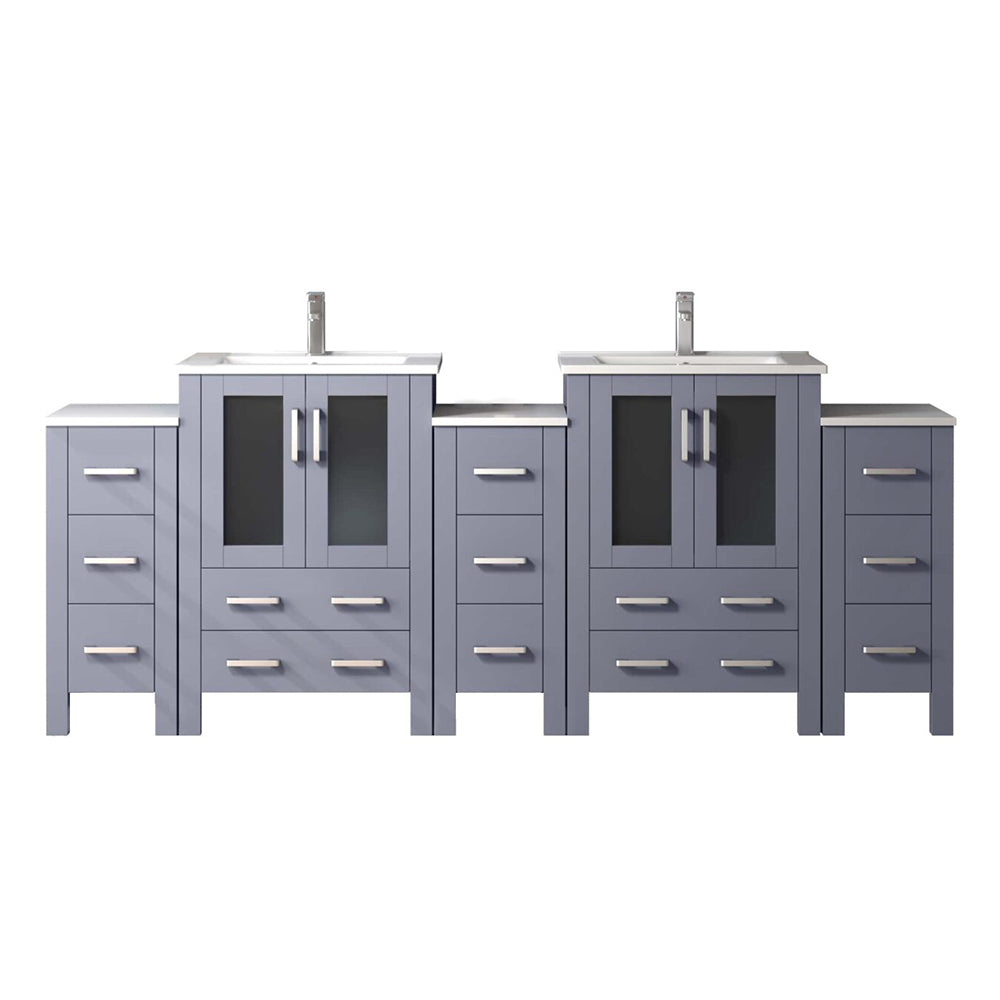 Lexora Volez 84 in. Dark Grey Double Sink Bath Vanity