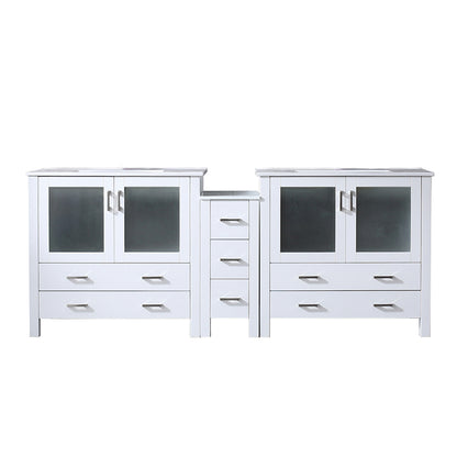 Lexora Volez 84 in. White Double Sink Bath Vanity