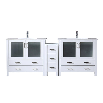Lexora Volez 84 in. White Double Sink Bath Vanity