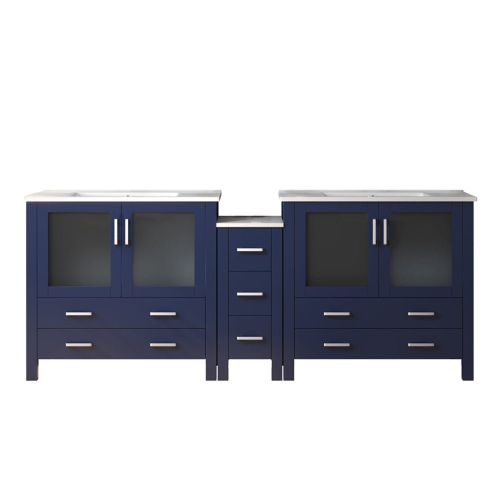 Lexora Volez 84 in. Navy Blue Double Sink Bath Vanity
