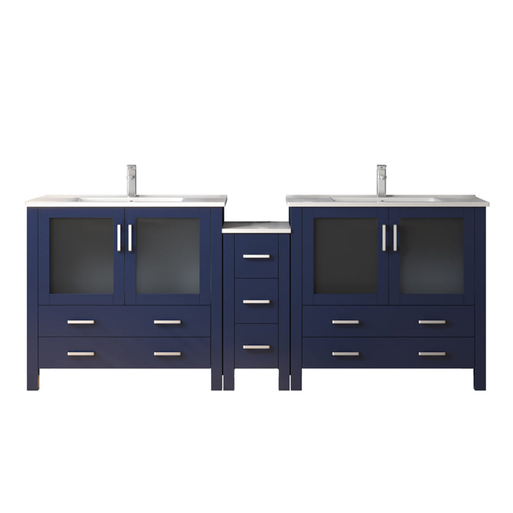 Lexora Volez 84 in. Navy Blue Double Sink Bath Vanity