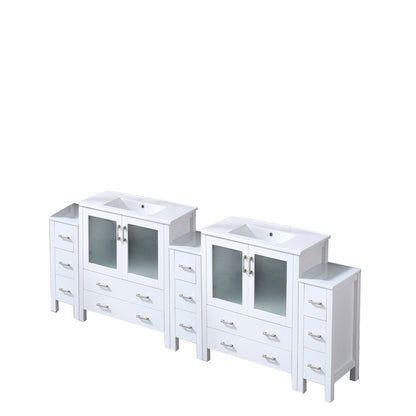 Lexora Volez 96 in. White Double Sink Bath Vanity