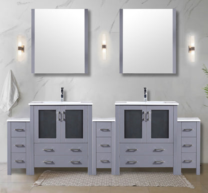 Lexora Volez 96 in. Dark Grey Double Sink Bath Vanity