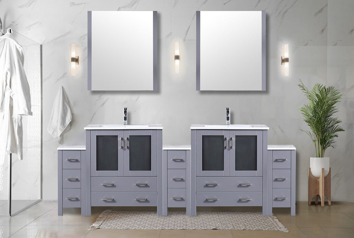 Lexora Volez 96 in. Dark Grey Double Sink Bath Vanity