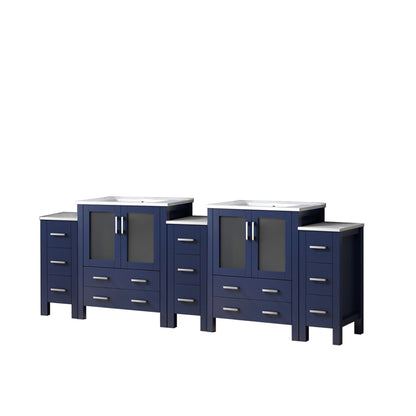 Lexora Volez 96 in. Navy Blue Double Sink Bath Vanity