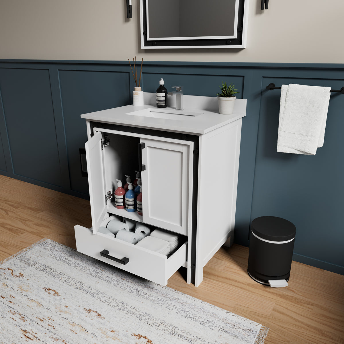 Lexora Ziva 30 in. White Single Sink Bath Vanity