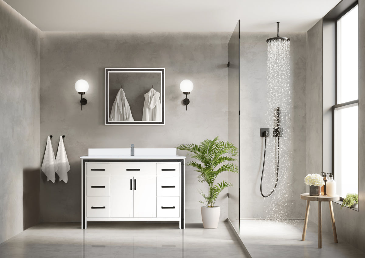 Lexora Ziva 48 in. White Single Sink Bath Vanity