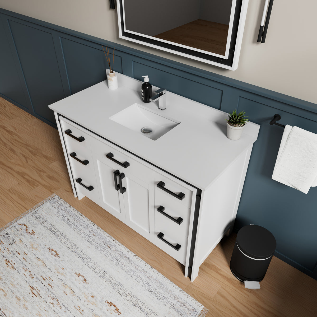 Lexora Ziva 48 in. White Single Sink Bath Vanity