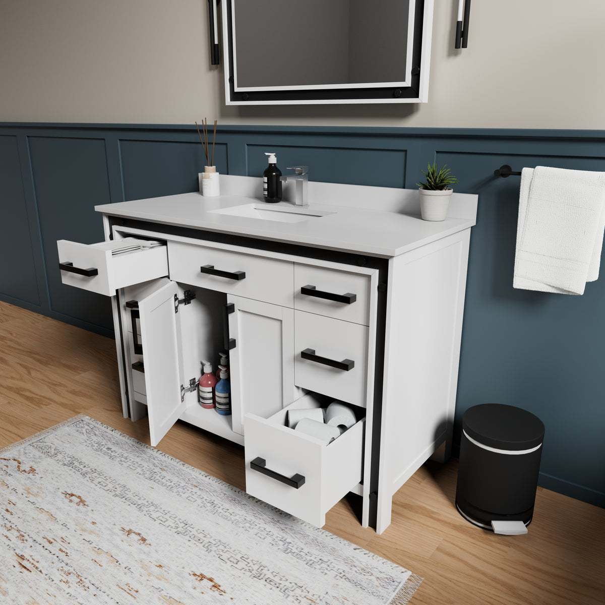 Lexora Ziva 48 in. White Single Sink Bath Vanity