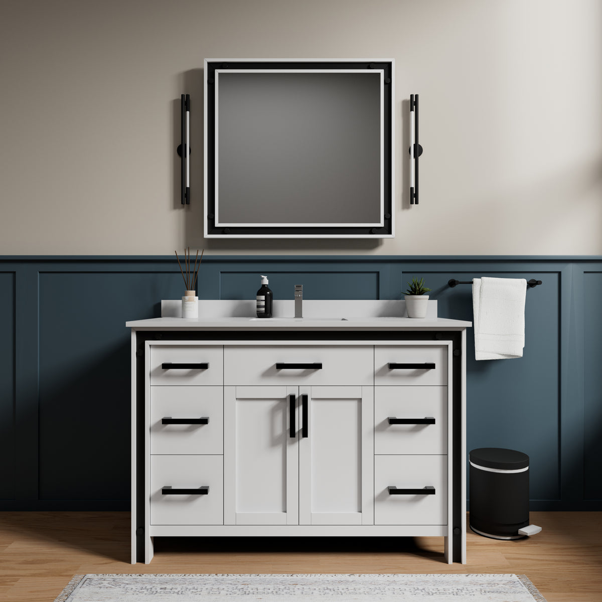 Lexora Ziva 48 in. White Single Sink Bath Vanity