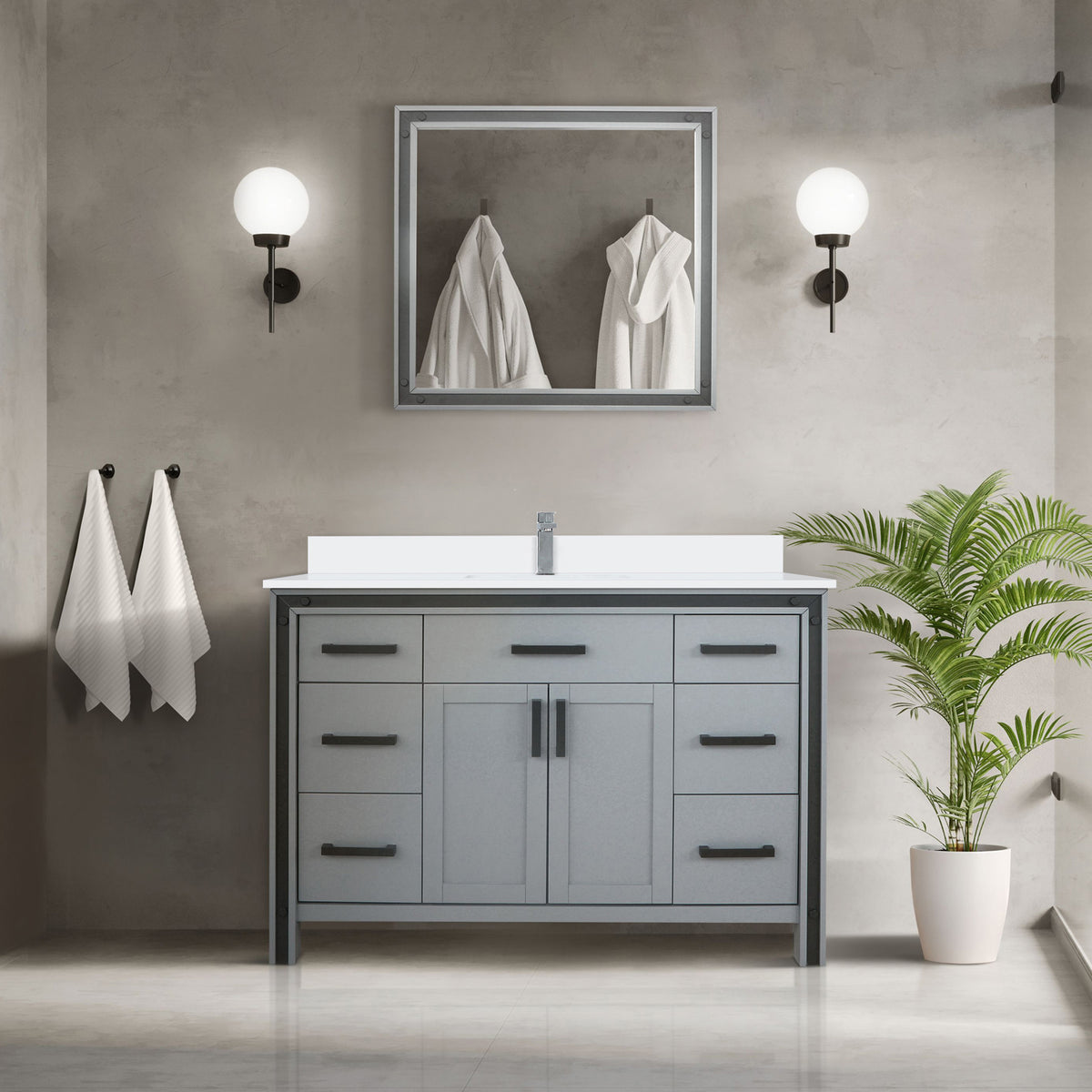 Lexora Ziva 48 in. Dark Grey Single Sink Bath Vanity