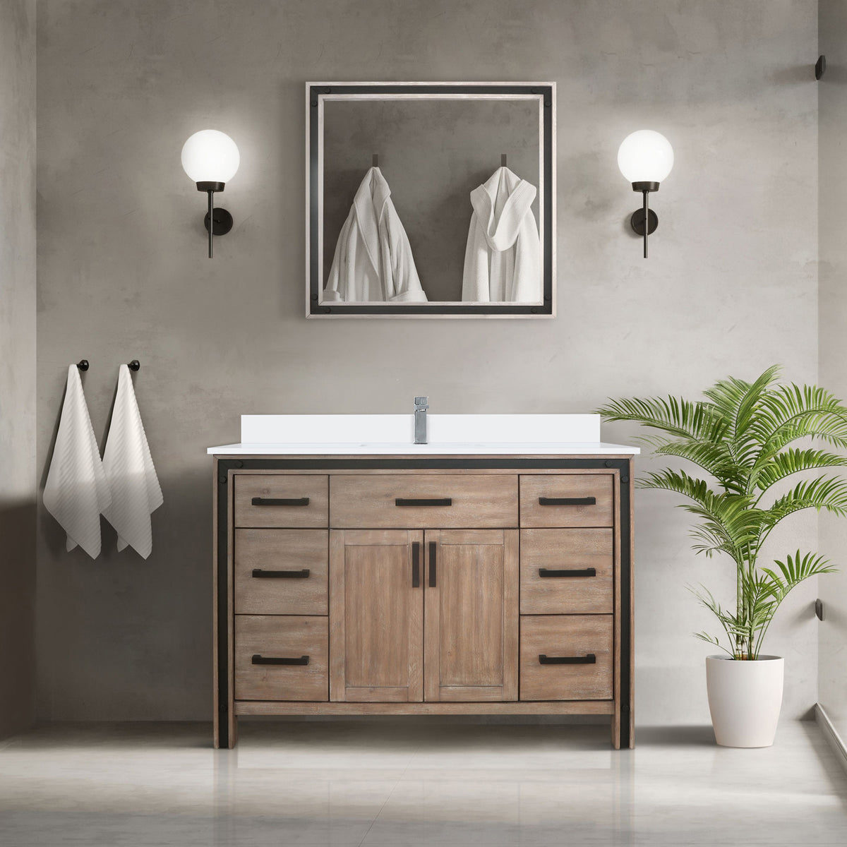 Lexora Ziva 48 in. Rustic Barnwood Single Sink Bath Vanity