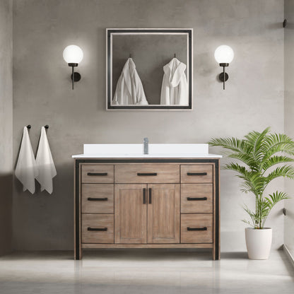 Lexora Ziva 48 in. Rustic Barnwood Single Sink Bath Vanity