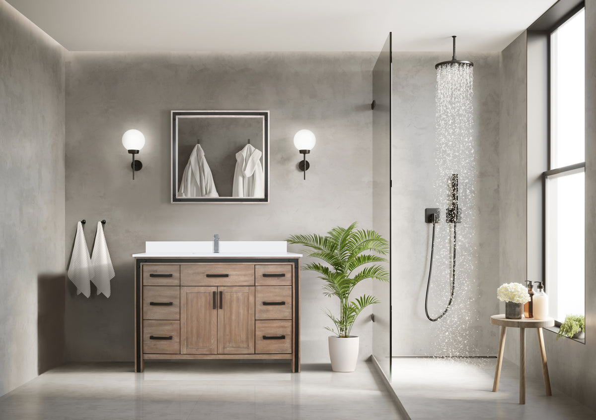 Lexora Ziva 48 in. Rustic Barnwood Single Sink Bath Vanity