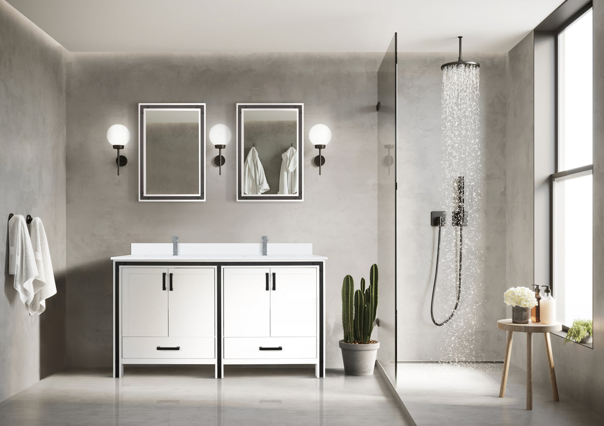 Lexora Ziva 60 in. White Double Sink Bath Vanity
