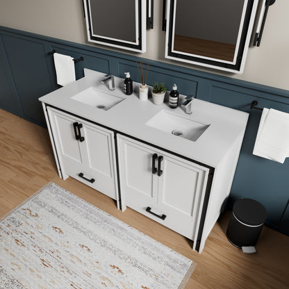 Lexora Ziva 60 in. White Double Sink Bath Vanity