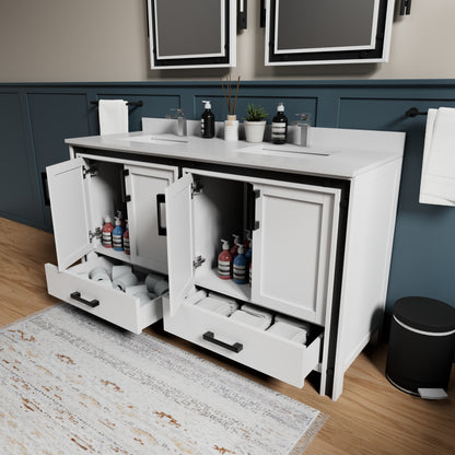Lexora Ziva 60 in. White Double Sink Bath Vanity